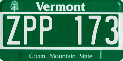 VT license plate ZPP173