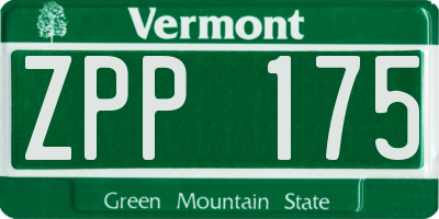 VT license plate ZPP175