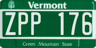 VT license plate ZPP176