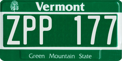 VT license plate ZPP177