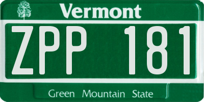 VT license plate ZPP181