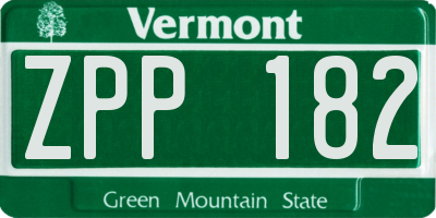 VT license plate ZPP182
