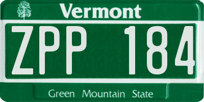 VT license plate ZPP184
