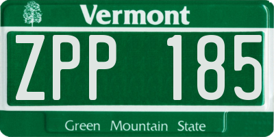 VT license plate ZPP185