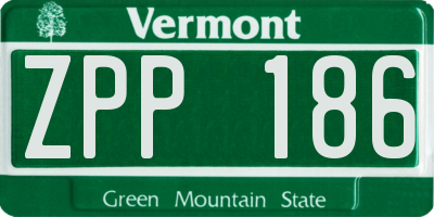 VT license plate ZPP186