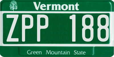 VT license plate ZPP188