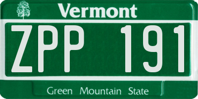 VT license plate ZPP191