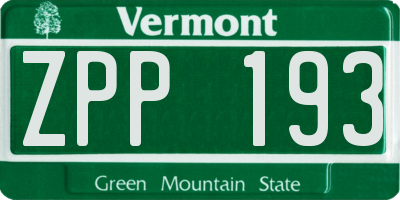 VT license plate ZPP193