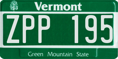 VT license plate ZPP195