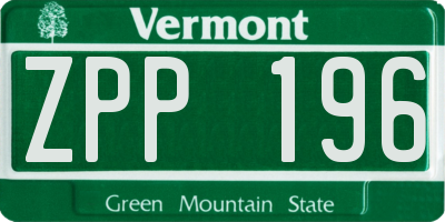 VT license plate ZPP196