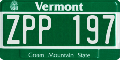 VT license plate ZPP197