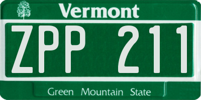 VT license plate ZPP211