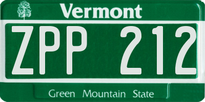 VT license plate ZPP212