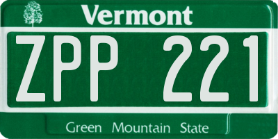 VT license plate ZPP221