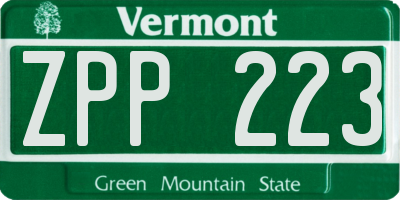 VT license plate ZPP223