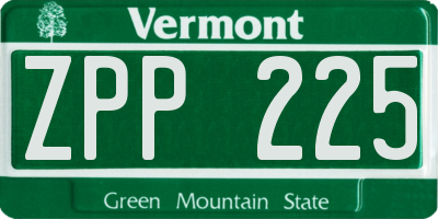 VT license plate ZPP225