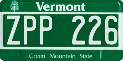 VT license plate ZPP226