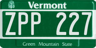 VT license plate ZPP227