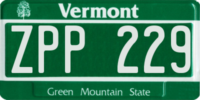 VT license plate ZPP229