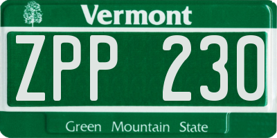 VT license plate ZPP230