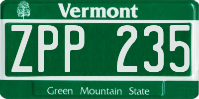 VT license plate ZPP235