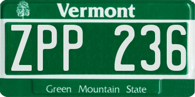 VT license plate ZPP236