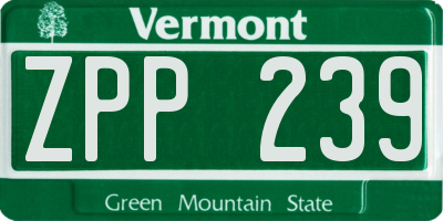 VT license plate ZPP239