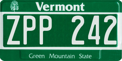 VT license plate ZPP242
