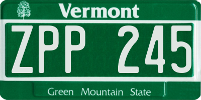 VT license plate ZPP245