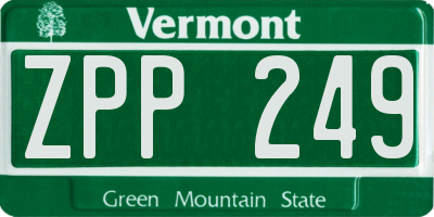 VT license plate ZPP249