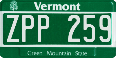 VT license plate ZPP259