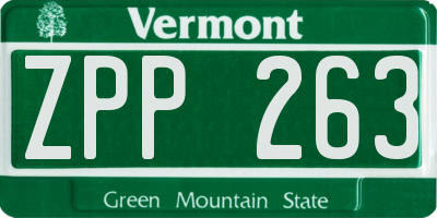 VT license plate ZPP263