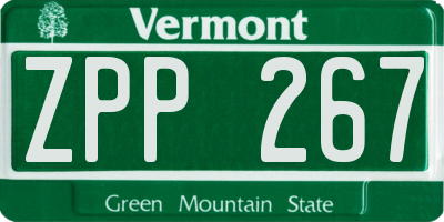 VT license plate ZPP267