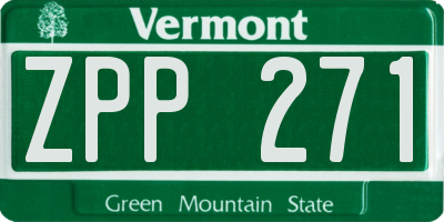 VT license plate ZPP271