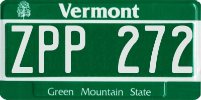 VT license plate ZPP272