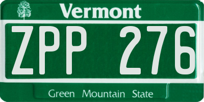 VT license plate ZPP276
