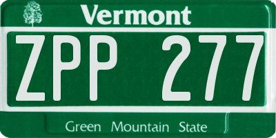VT license plate ZPP277