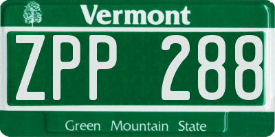 VT license plate ZPP288