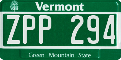 VT license plate ZPP294