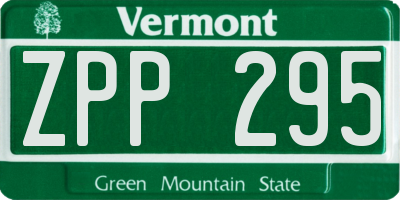 VT license plate ZPP295