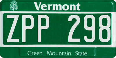 VT license plate ZPP298