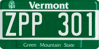 VT license plate ZPP301