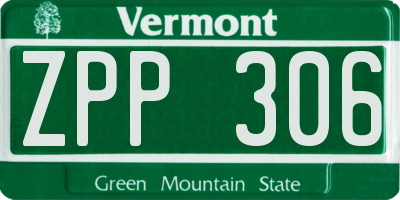 VT license plate ZPP306
