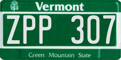VT license plate ZPP307