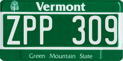 VT license plate ZPP309