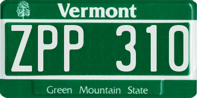 VT license plate ZPP310
