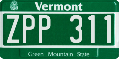 VT license plate ZPP311