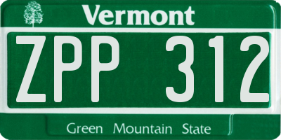 VT license plate ZPP312