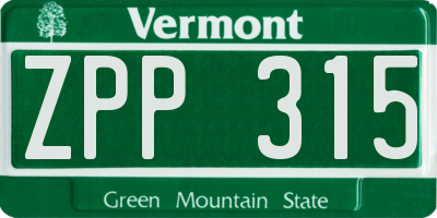 VT license plate ZPP315