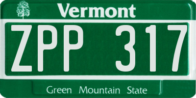 VT license plate ZPP317